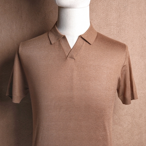 Firenze Camel Brown Knit Polo