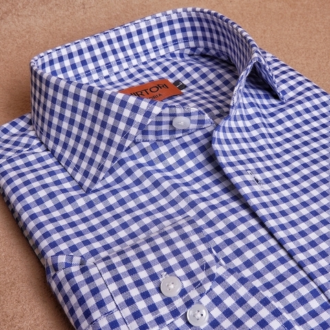 Gingham Dark Blue Cotton Shirt
