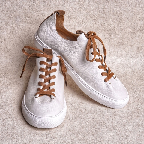 Tuscan White Wholecut Leather Sneakers