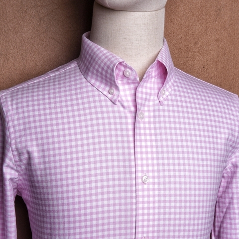 Gingham Pink Button Down Cotton Shirt