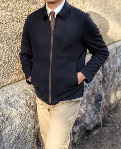 Elegant Navy Harrington Jacket