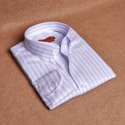 Light Blue White Stripes Button Down Cotton Shirt