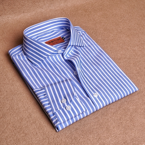 Ocean Blue Stripes Cotton Shirt
