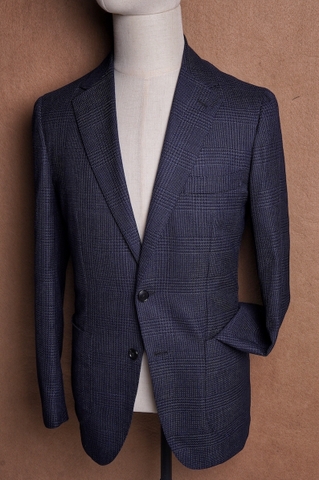 Navy Glencheck Wool Reda fabric - Green Label Relaxing by United Arrows