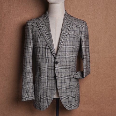 Grey Blue Check Wool Silk Loro Piana farbric - Tailored made