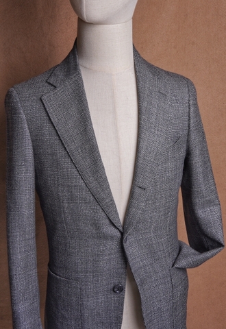 [New] Grey Hopsack Wool Silk Linen Loro Piana fabric -  SHIPS