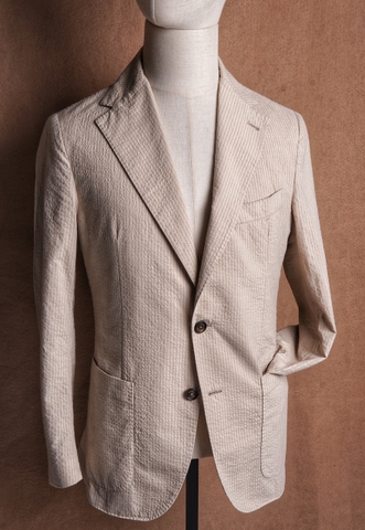 Beige Stripe Seersucker Cotton blend Spandex - Eleventy