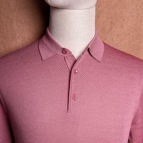 Puglia Pink Mercerised Cotton Knit Polo