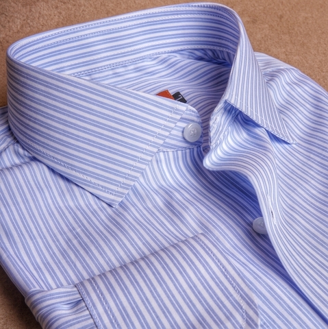 Blue White Soft Striped Cotton Shirt