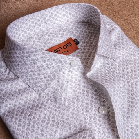 Beige White Bloom Cotton Shirt