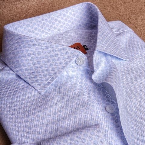 Sky Blue White Bloom Cotton Shirt