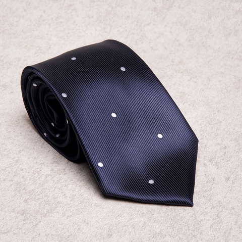 Polka Dots White Navy Tie