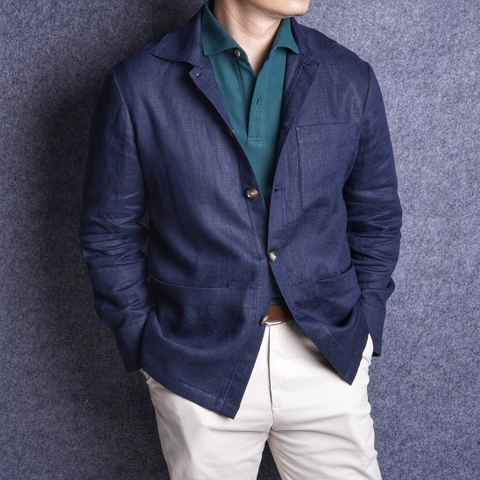 Navy Linen Blouson