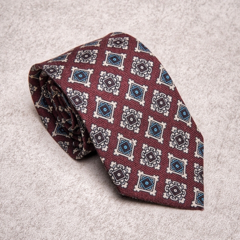Diamond Blue Burgundy Wool Tie