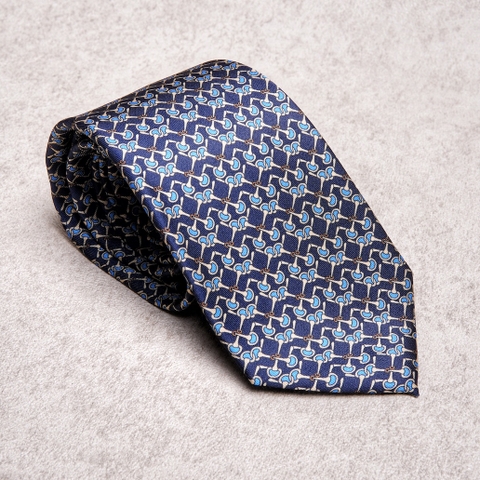 Chain Cyan Navy Tie