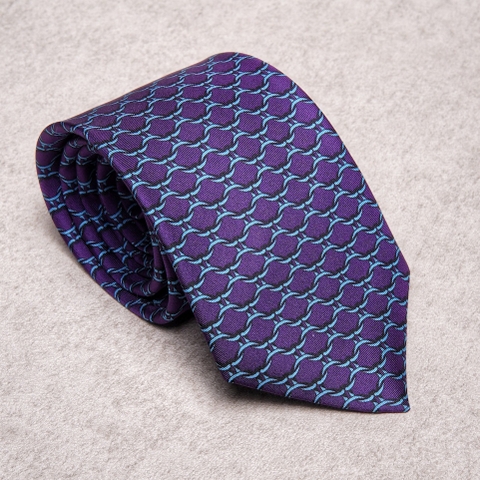 Chain Blue Purple Silk Tie