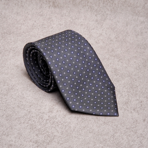 Small Floral Blue Grey Silk Tie