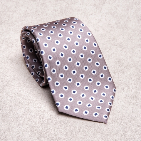Geometric Blue Beige Tie