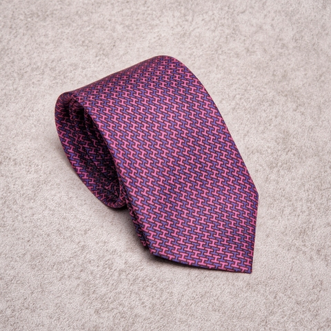 Chain Cyan Pink Silk Tie