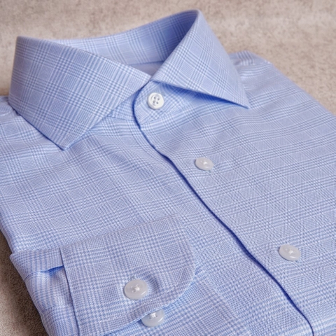 Sky Blue Plaid Cotton Shirt