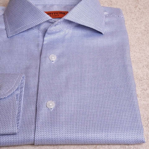 Dark Blue & Black Textured Cotton Shirt