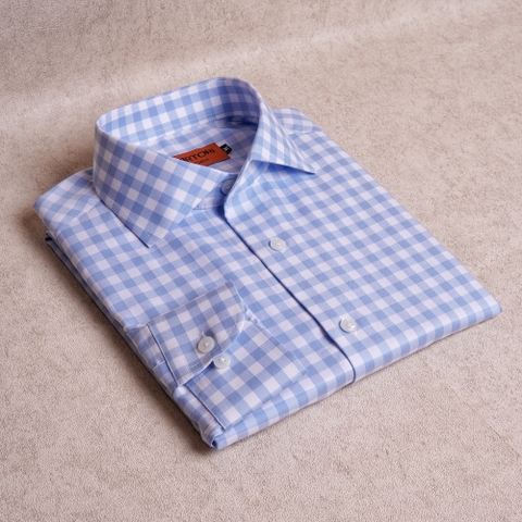 Gingham Blue White Cotton Shirt