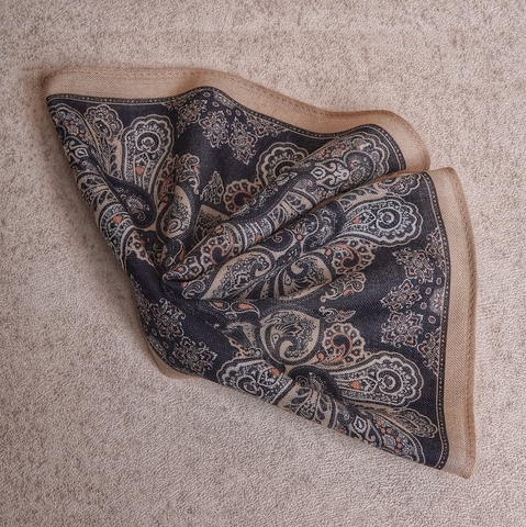Heritage Black Paisley Artisan Wool Pocket Square