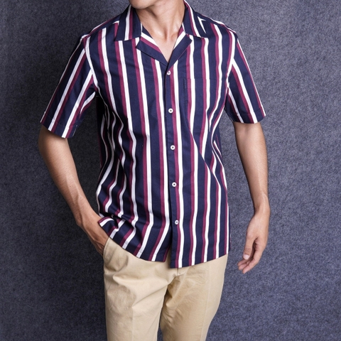Red Navy Cuban Shirt