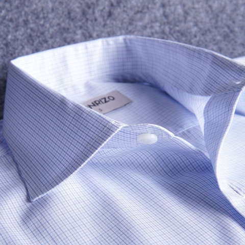 Blue White Small Check Cotton Shirt