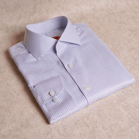 Structured Blue Plaid Cotton Shirt