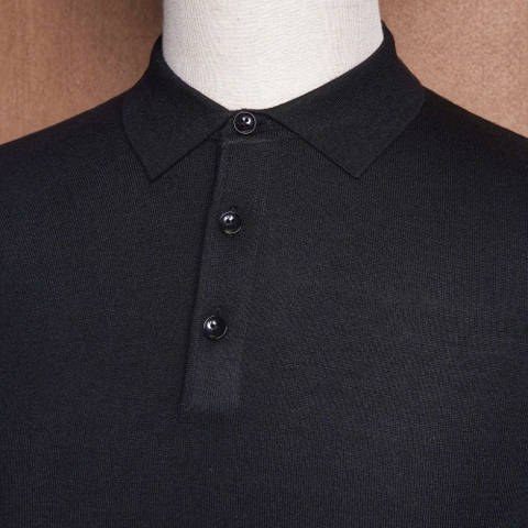 Napoli Pure Black Knit Polo