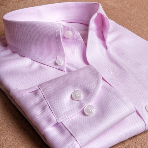 Pink Textured Button Down Cotton Shirt