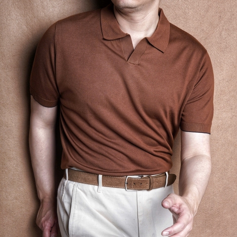 Amalfi Mid Brown Knit Polo