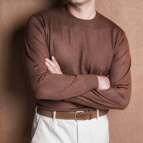 Toscana Brown Round Neck Wool Blend