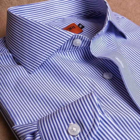 Blue Smart Striped Cotton Shirt