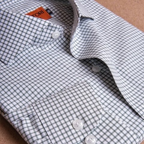 Green Small Check Cotton Shirt