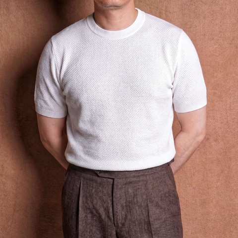Pompei White Pure Cotton Knit Tee