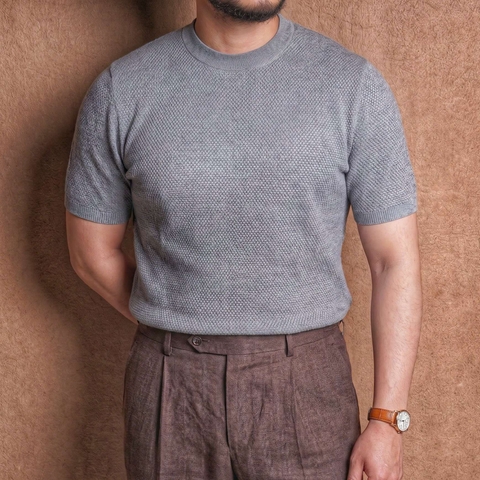 Pompei Grey Pure Cotton Knit Tee