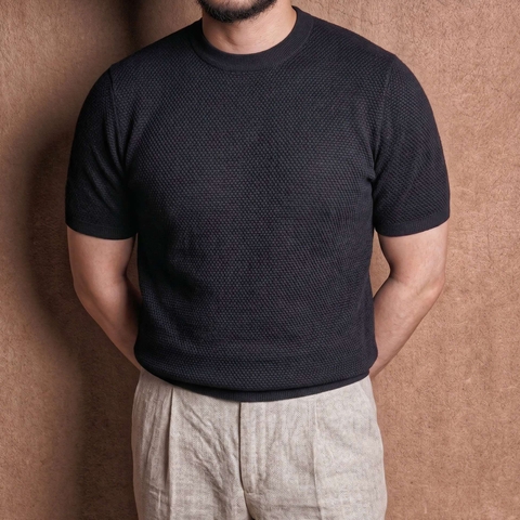 Pompei Black Pure Cotton Knit Tee