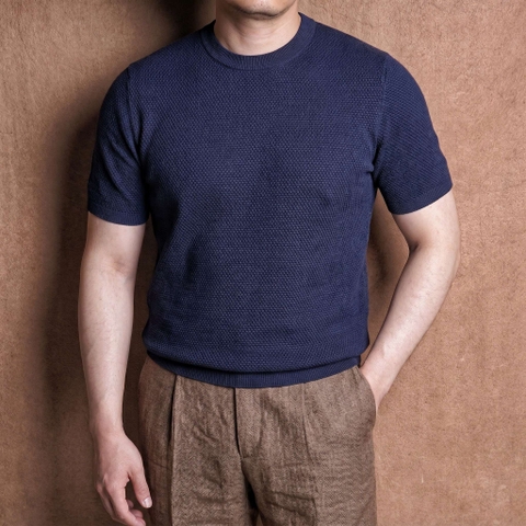 Pompei Navy Pure Cotton Knit Tee