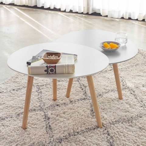 Set 2 Bàn Sofa – Bàn Cafe – Bàn Trà Gỗ Cao Su