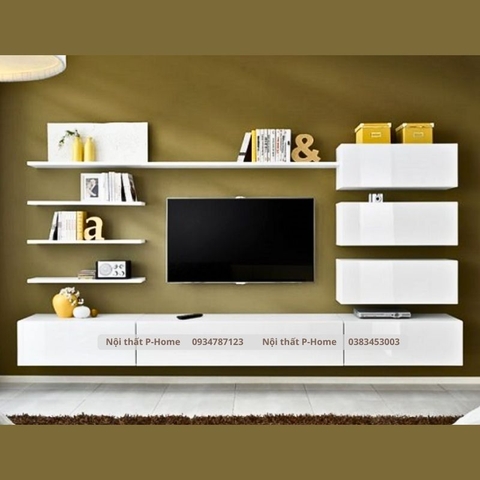 Kệ tivi treo tường kèm kệ trang trí PHKTV-11