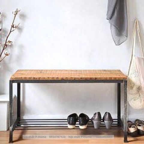 Kệ để giày dép khung sắt mặt gỗ PHG-14