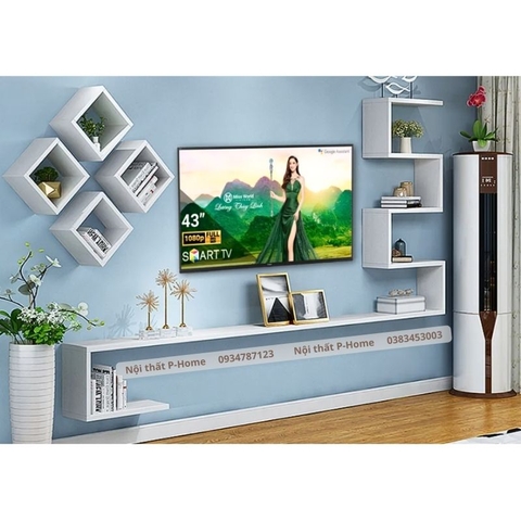 Kệ tivi có tủ trang trí gỗ MDF PHKTV-10