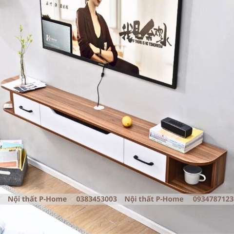 Kệ tivi treo tường bo cạnh 2 ngăn tủ kéo PHKTV-16