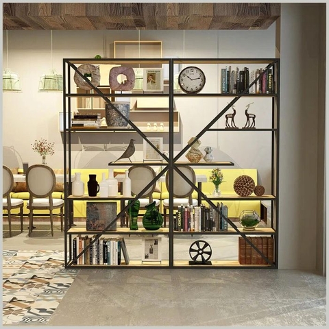 Kệ trang trí chữ K và X khung sắt mặt gỗ PH559