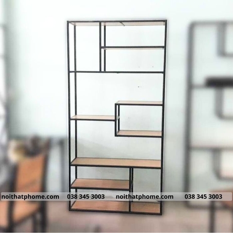 Kệ trang trí khung sắt mặt gỗ PH772