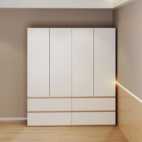 Tủ quần áo 4 cánh to 4 ngăn kéo trắng vân gỗ P-home PHA-1188TG