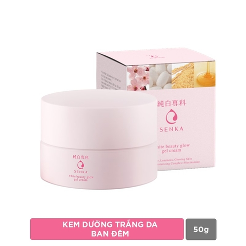 Kem dưỡng trắng da ban đêm Senka White Beauty Glow Gel Cream 50g - Hàng Nhật nội địa