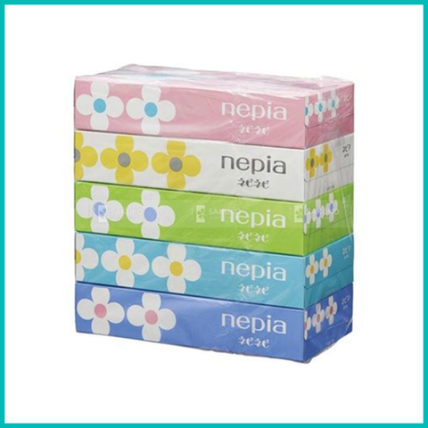 NEPIA - Lốc 5 hộp giấy ăn siêu dai hình hoa Nhật Bản (300 tờ x 5)
